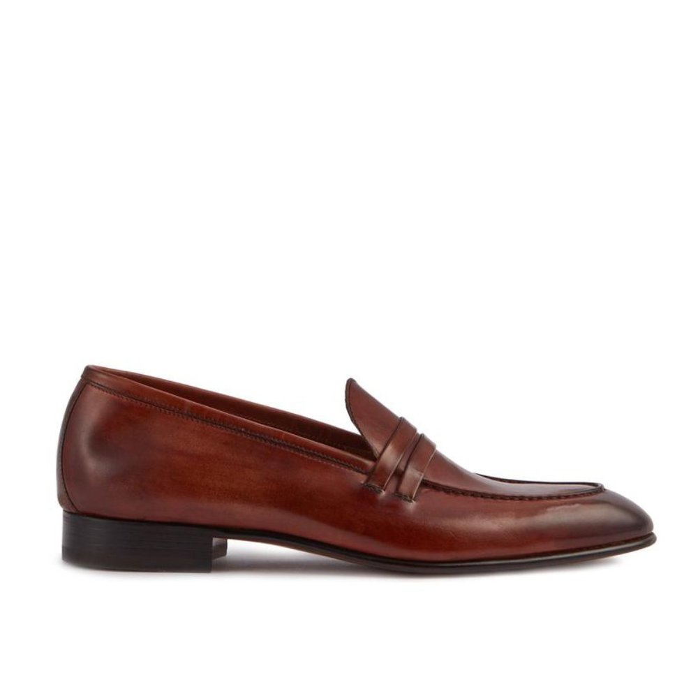 Bashwood Handmade Brown Leather Loafer Shoes